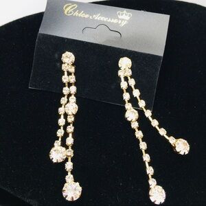 EARRINGS CRYSTAL AND RHINESTONE DROP GOLD …